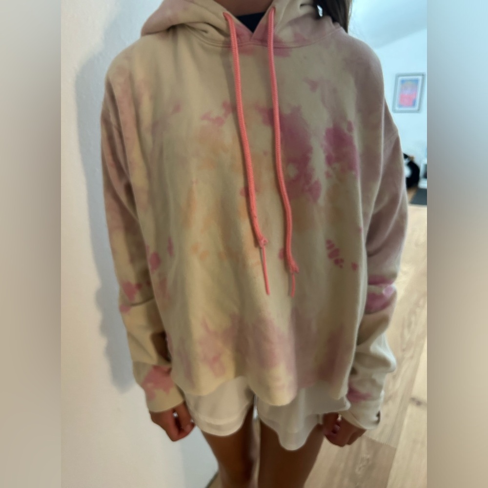 Women’s pink and white tie dye hoodie